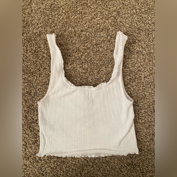 AEO Ribbed Crop Tank Top (White) - XSmall - Picture 3 of 3